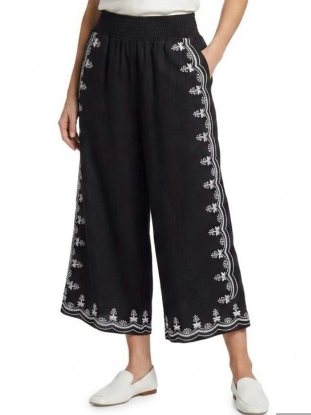 Tahari embroidered linen pants